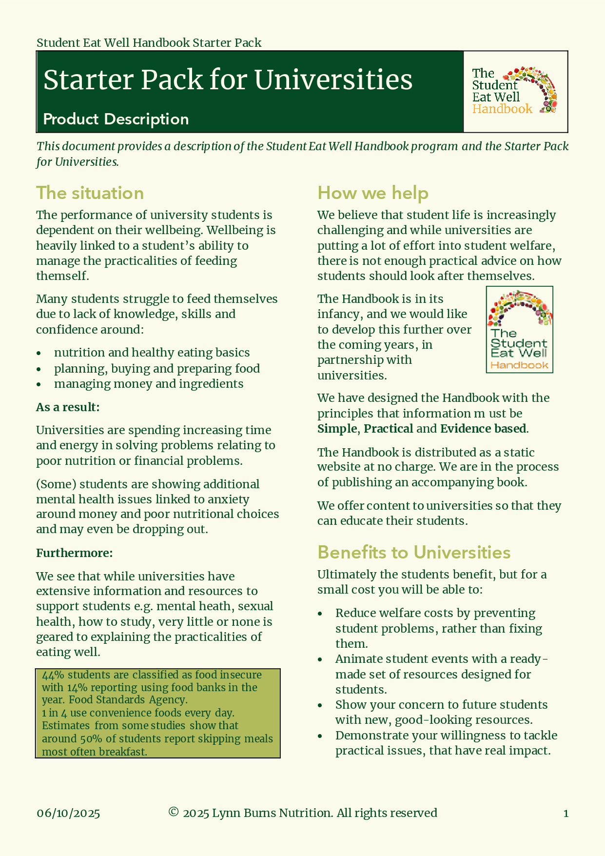 handbookstarterpackforuniversitiesproductdescription